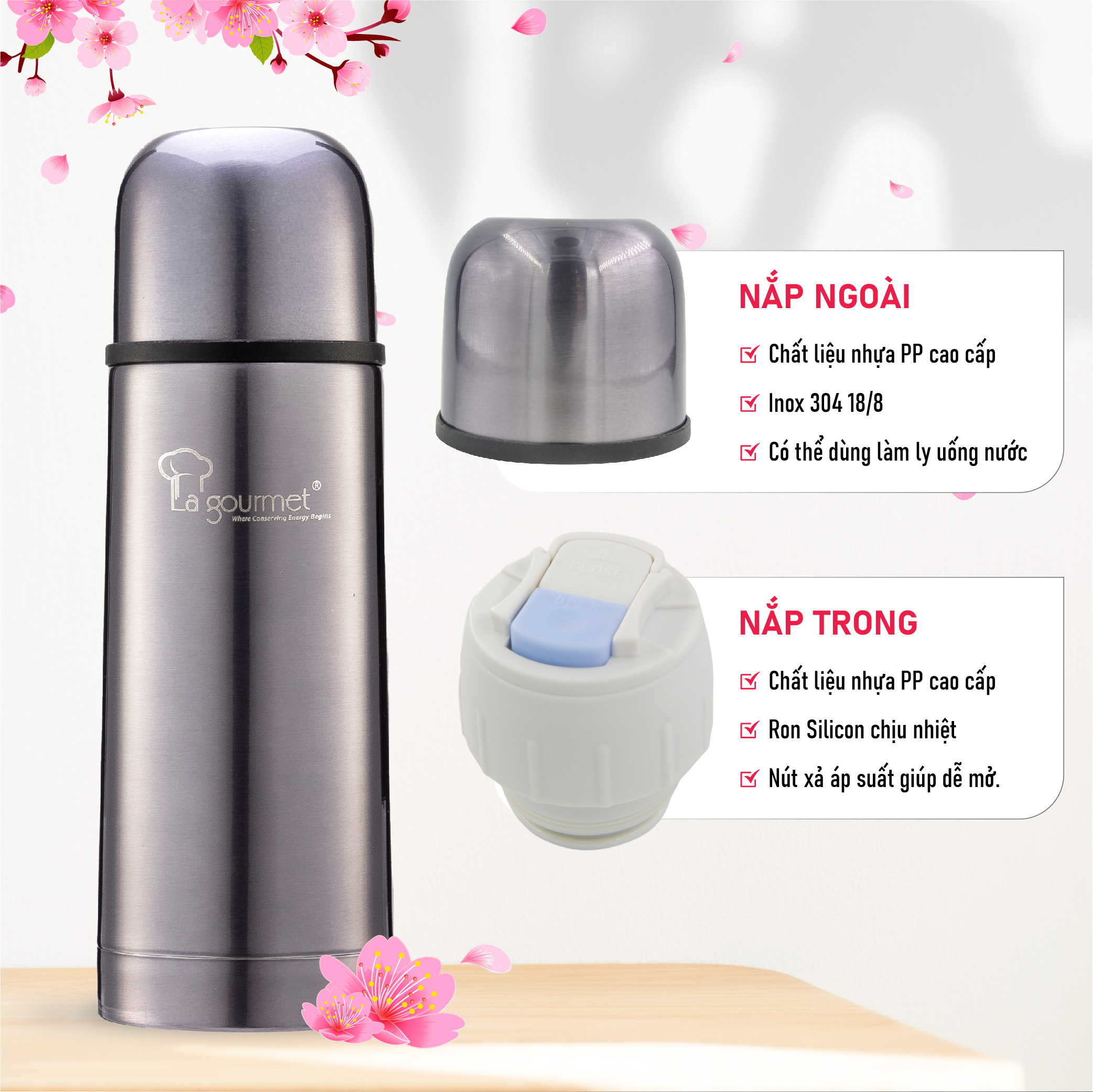 Bình Giữ Nhiệt La gourmet Sakura Plus  338624(500ml)