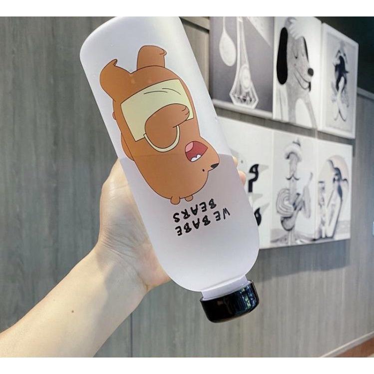 Bình Đựng Nước Cute 900ml Hàn Quốc Nhựa Cao Cấp Hình Gấu Bear Phụ Kiện 7 món - SHOPGIATOT1989