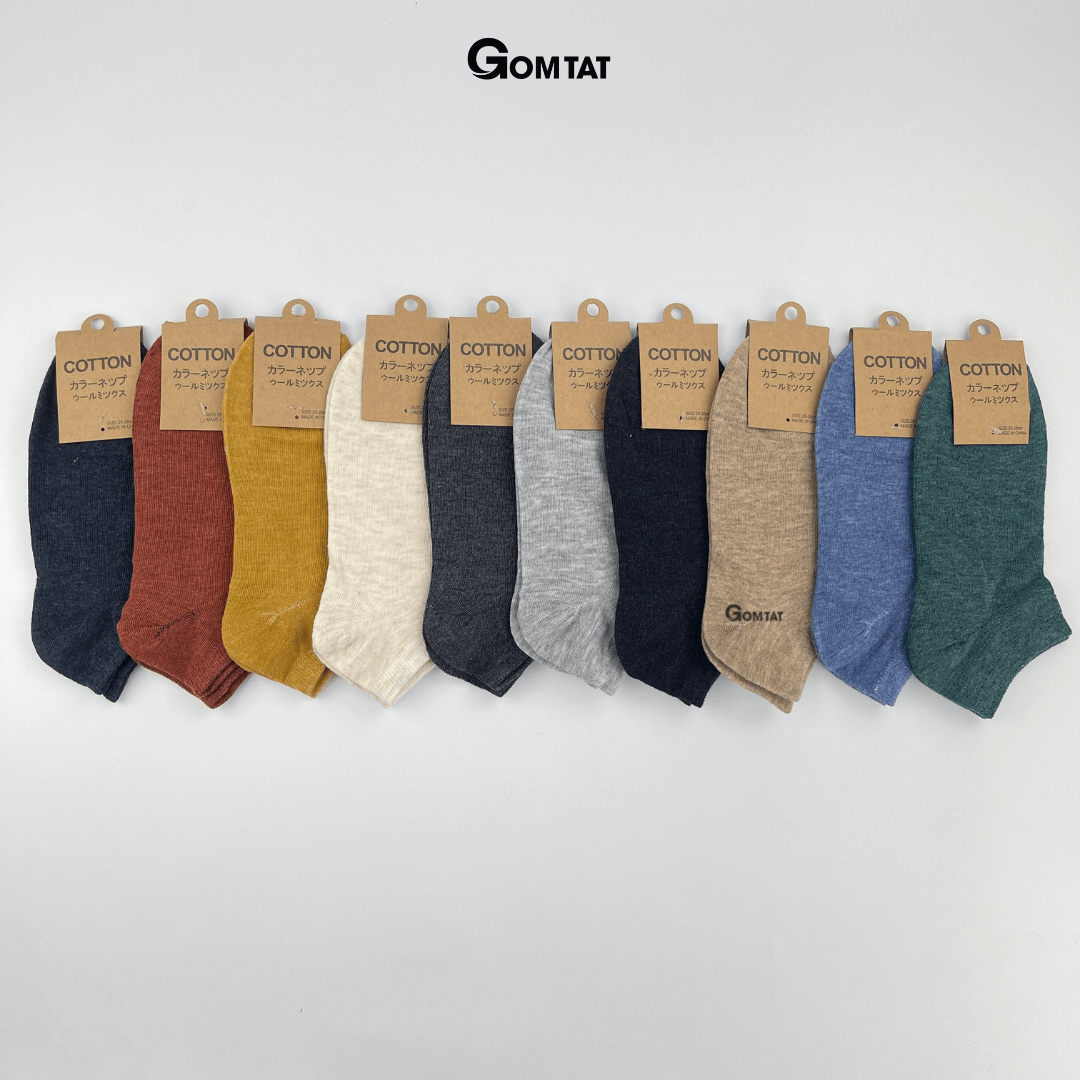 Set 10 Đôi Tất Cổ Ngắn Nam Nữ Chất Liệu Cotton Thoáng Mát Êm Chân - CB023