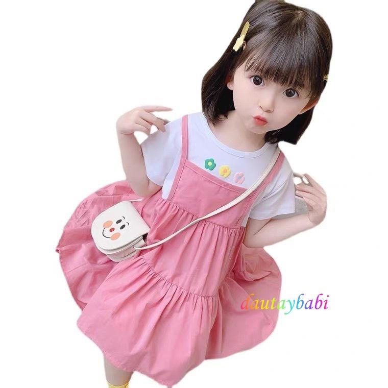 Đầm babydoll bé gái siêu xinh áo thun cotton phối thân váy kate nhẹ nhàng cho bé 10-40kg