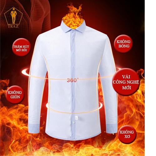 Áo Sơ Mi Trắng Nam Trung Niên Trơn Dài Tay Công Sở Vải Sợi Tre Bambo, Sồi Không Túi Ngực -TRAZ