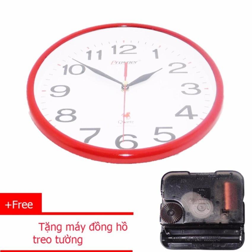 Đồng Hồ Treo Tường (P1)  - 25cm (đỏ)+ Tặng máy đồng hồ treo tường