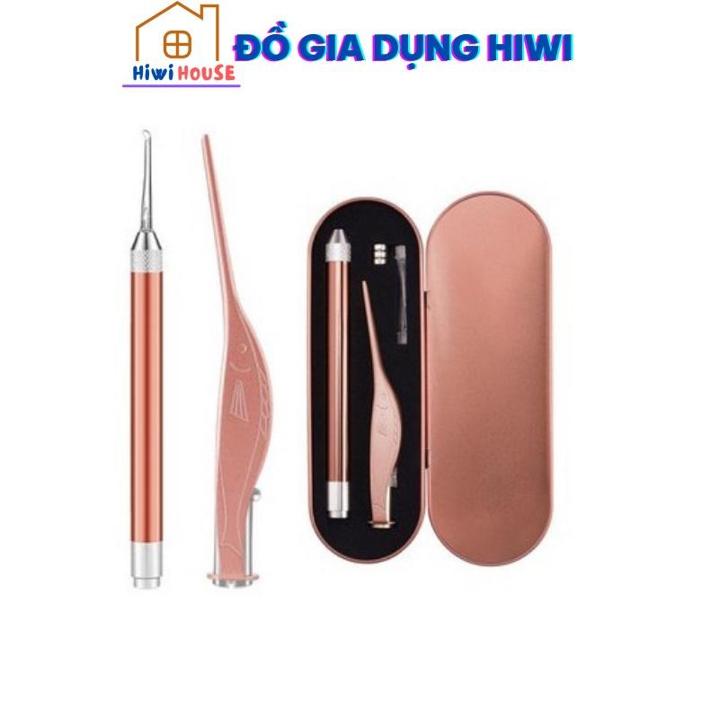 Dụng cụ lấy ráy tai 3 in 1 bút soi tai có đèn cao cấp đóng hộp thiếc sang trọng