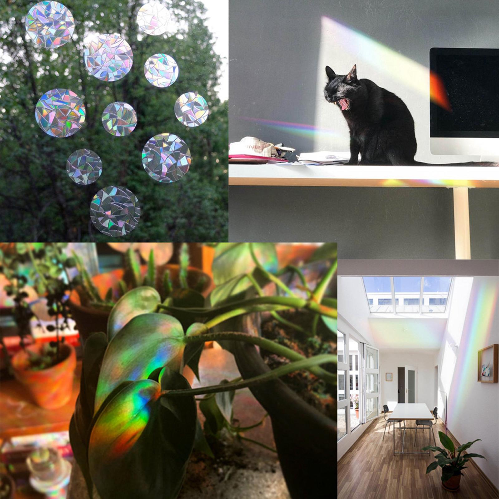 7Pieces Decorative Rainbow Window Prism Film Static Cling Sticker Decal