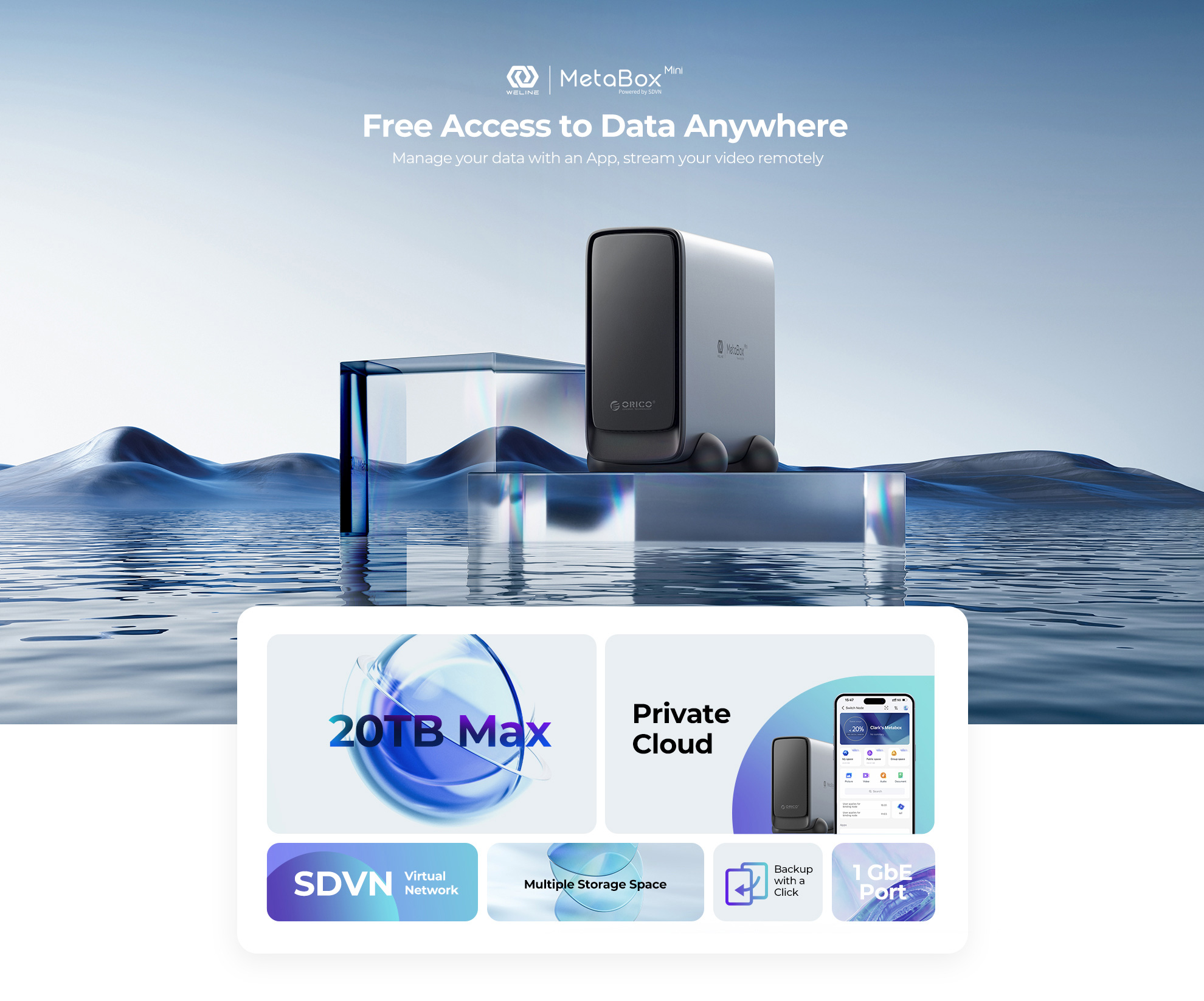Thiết bị lưu trữ mạng Nas 1 Bay MetaBox Mini ORICO CD3520-EU-GY-BP - Hàng Chính Hãng