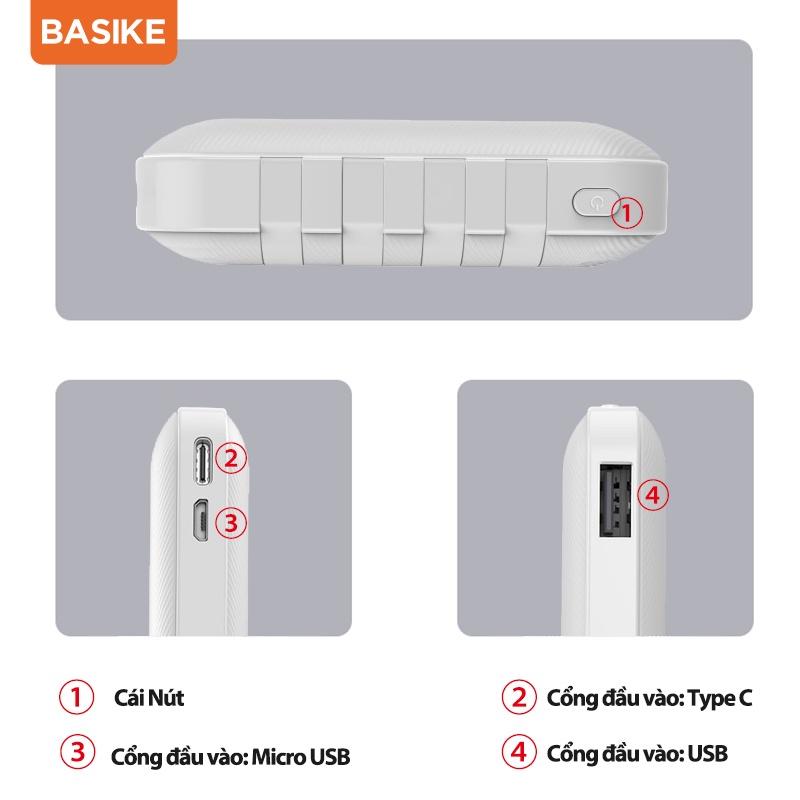 Sạc dự phòng 10000mAh BASIKE nhỏ gọn đầu ra sạc nhanh có thể mang đi máy bay cho iPhone iOS Android-Hàng chính hãng