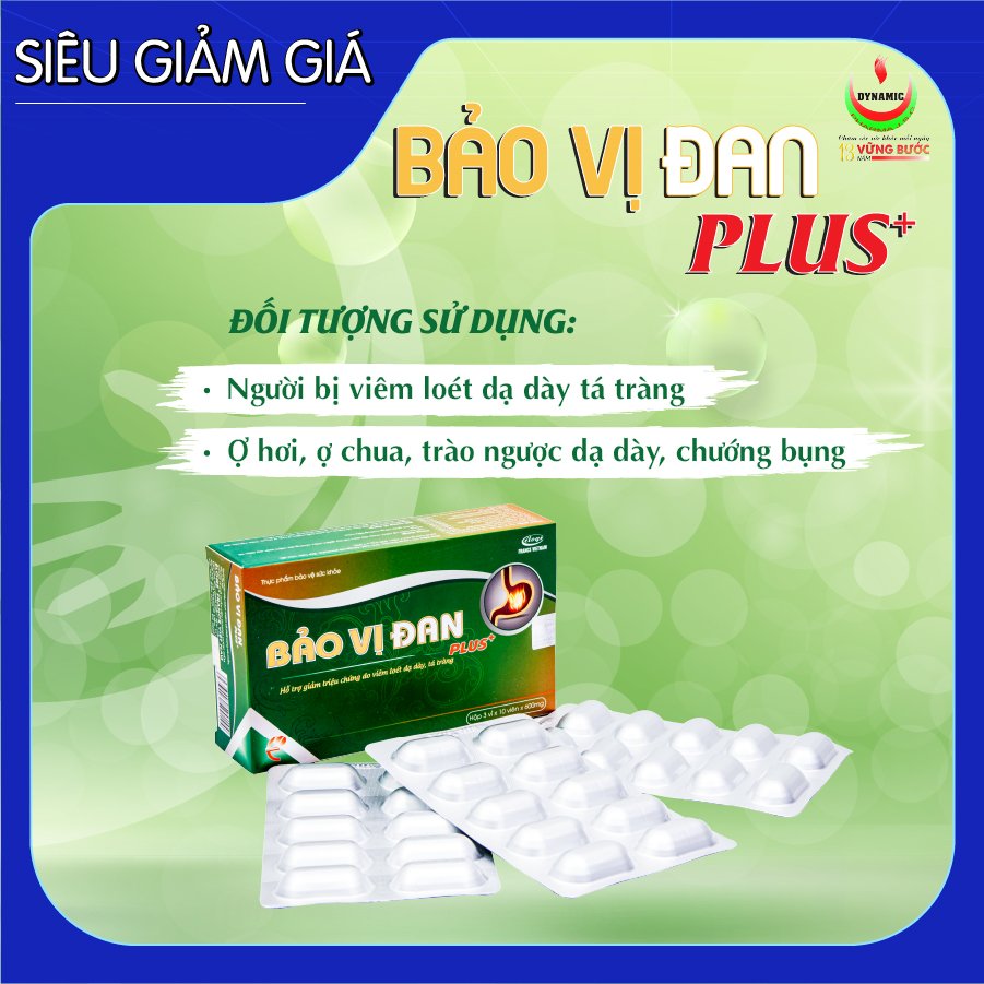 BẢO VỊ ĐAN PLUS - NĂNG ĐỘNG - GIẢM VIÊM LOÉT DẠ DÀY, Ợ CHUA, TRÀO NGƯỢC DẠ DÀY, CHƯỚNG BỤNG