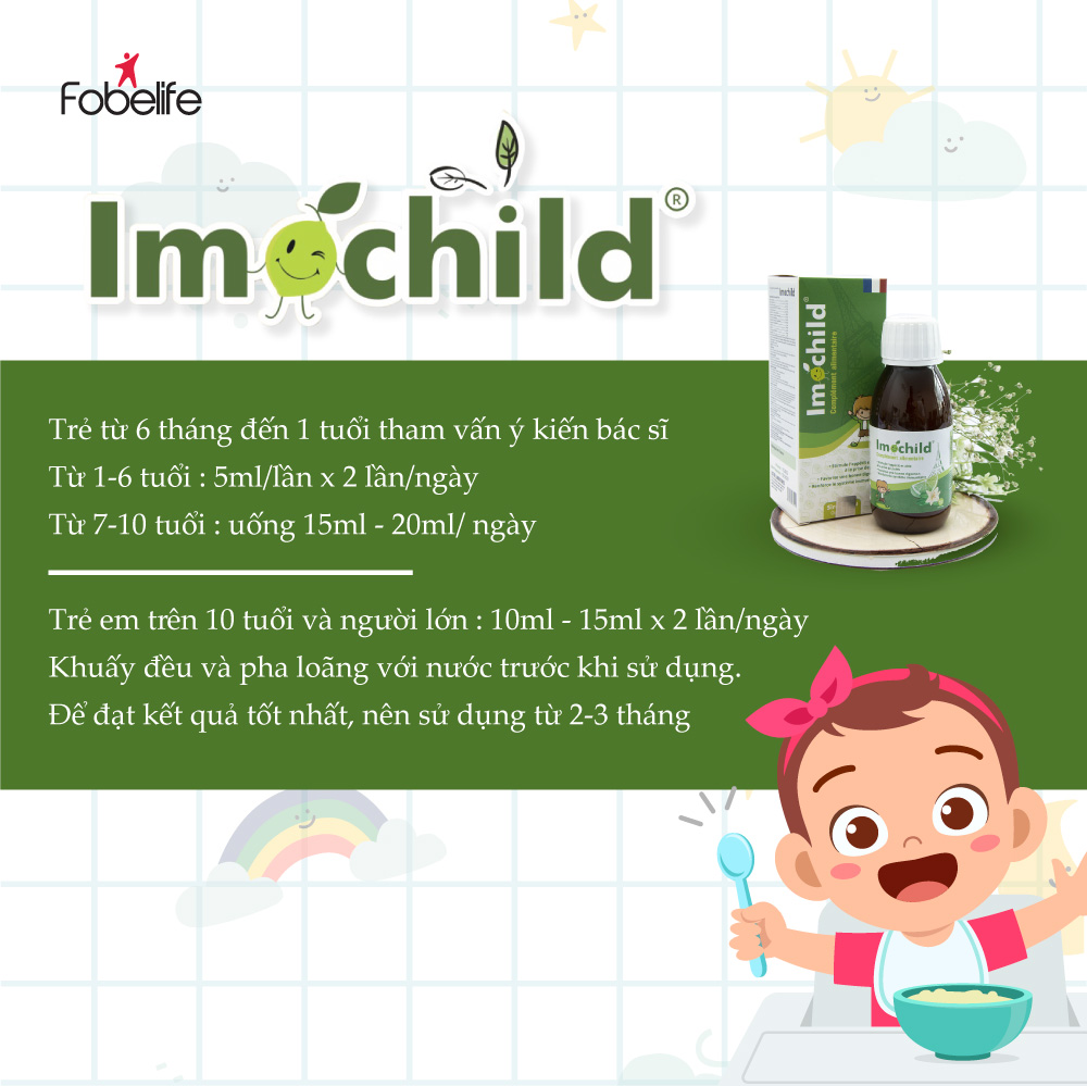 Siro Giúp Trẻ Ăn Ngon Tiêu Hóa Tốt Tăng Đề Kháng Giảm Ốm Vặt Imochild Nhập Khẩu Pháp ( Chai 125 ml )