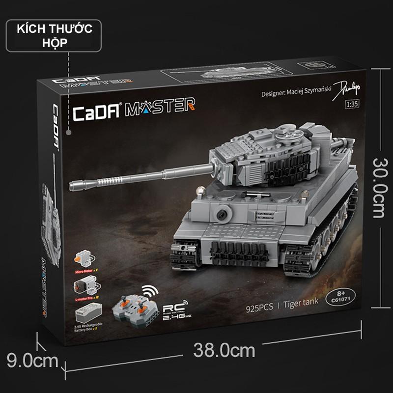 Đồ Chơi Lắp Ráp Kiểu LEGO ARMY Mô Hình Xe Tăng Điều Khiển RC TIGER TANK CaDA C61071 Với 925 Mảnh Ghép - Động Cơ Pin Sạc