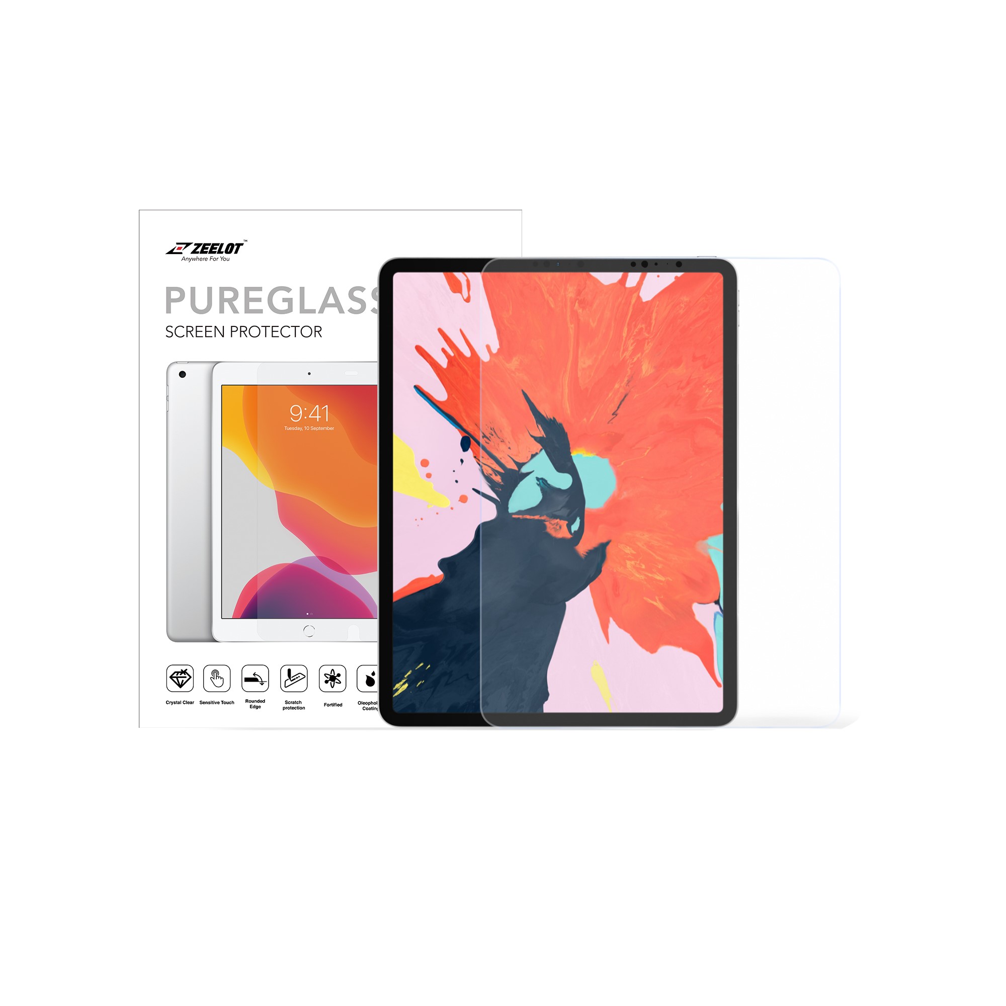 Dán cường lực iPad Pro 12.9" 2020/2018 Zeelot PureGlass 2.5D Chống vân tay - Hàng Chính Hãng