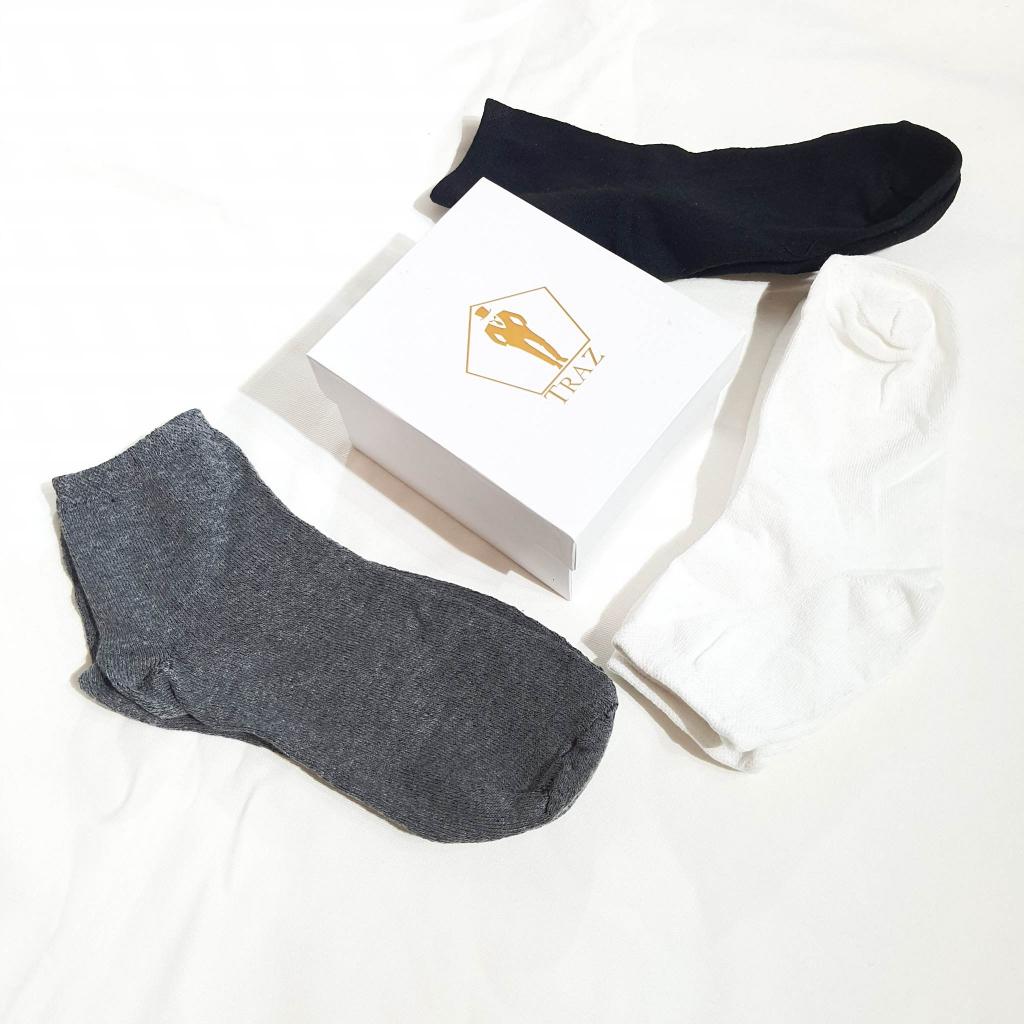 Vớ Tất Trơn Cổ Cao TRAZ Nam Nữ Trắng Đen Xám Unisex Style Hàn Quốc