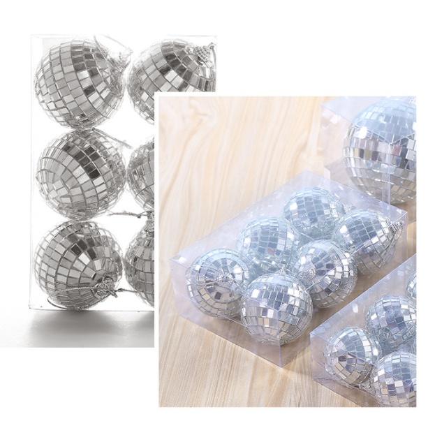 Set quả châu kính bạc phản quang lấp lánh trang trí noel giáng sinh