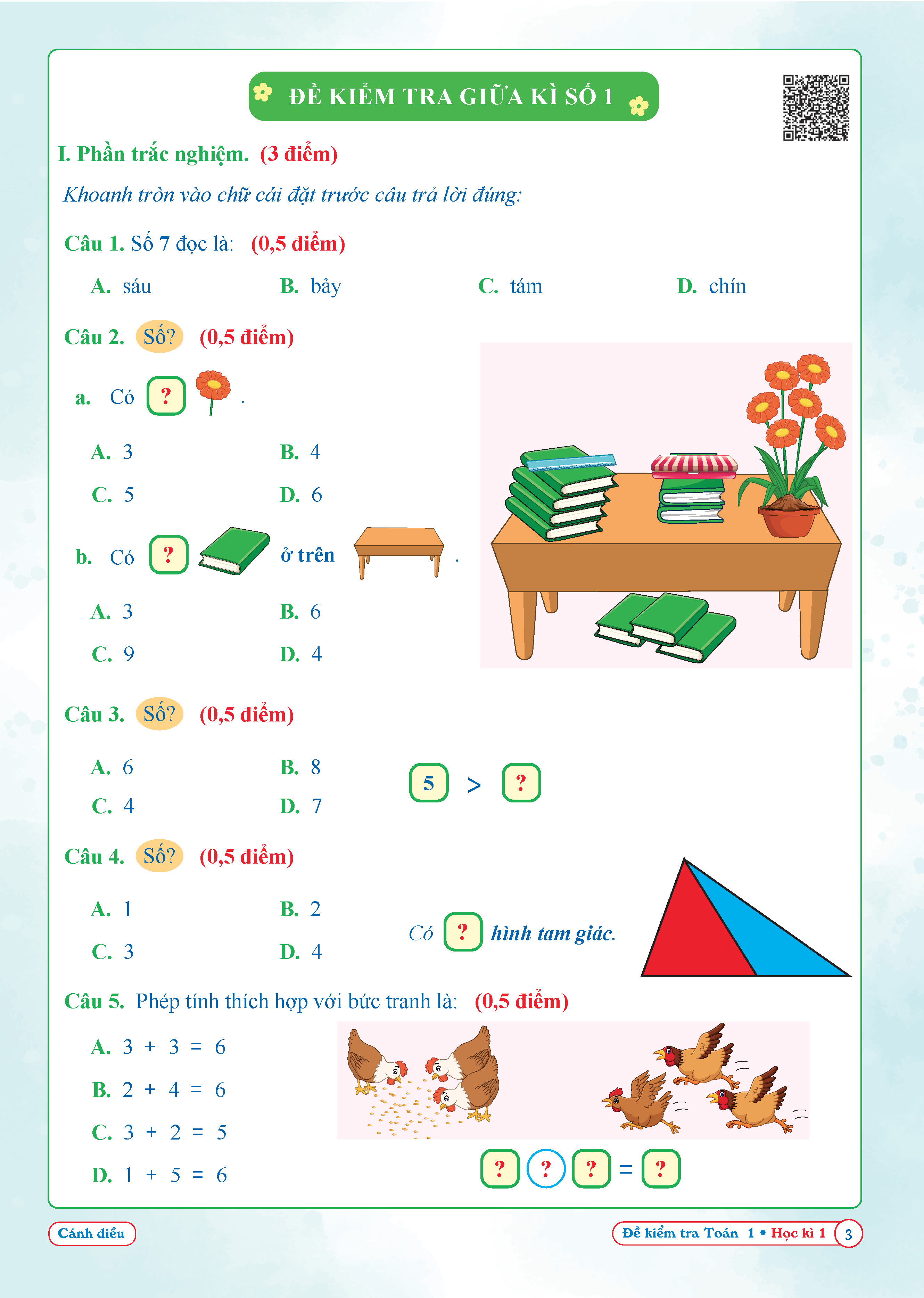 Sách Combo Đề Kiểm Tra Toán Lớp 1 - Cánh Diều - BẢN QUYỀN