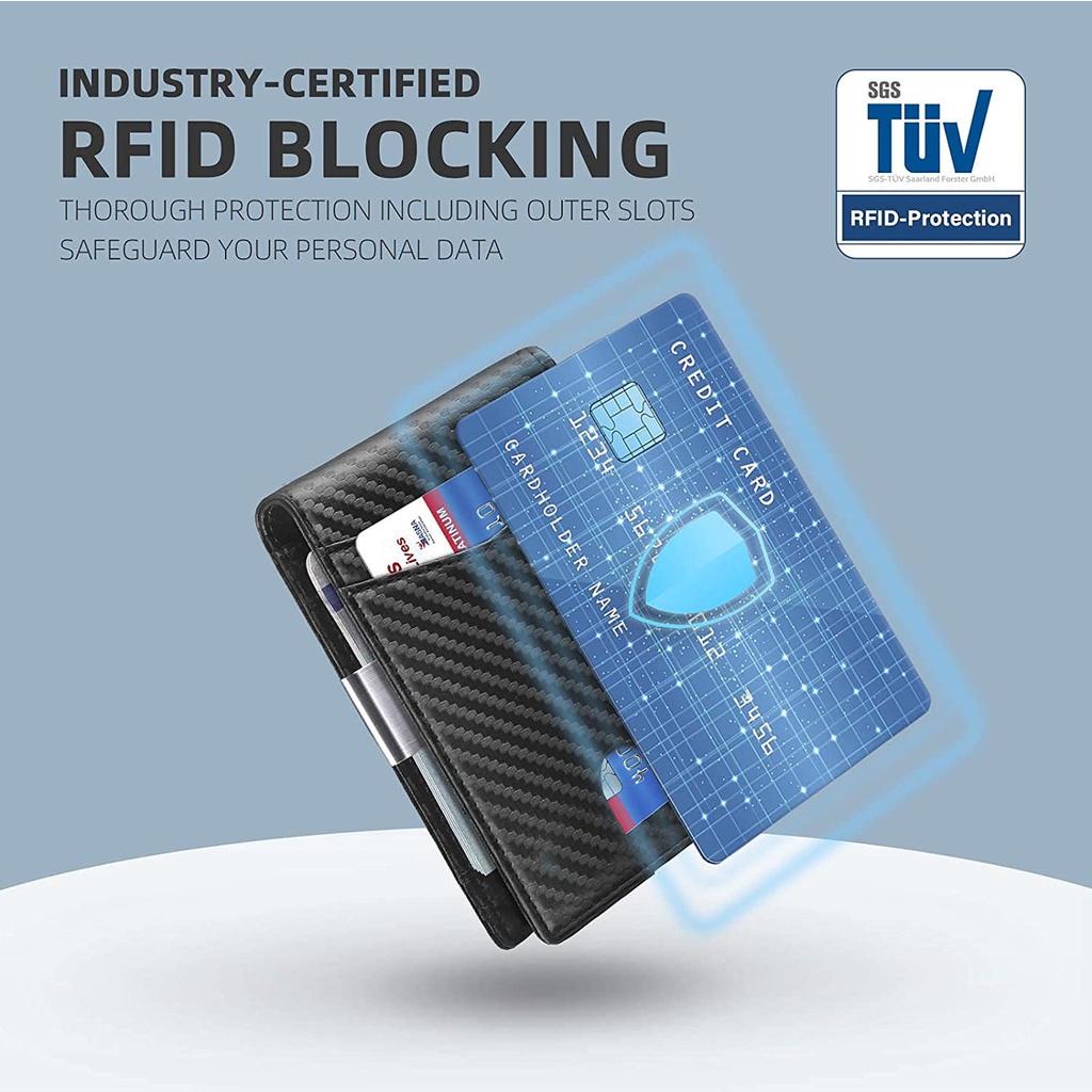 Ví Kẹp Tiền nhiều ngăn thẻ Clip Money RFID Wallet Men Slim (Black Carbon) ️ FREESHIP ️