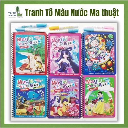 Đồ Chơi Ảo Thuật Tranh Tô Màu Nước Ma Thuật, Magic Water Book,Tranh nước tự xoá đa dạng chủ đề, sách tập tô thần kì cho bé