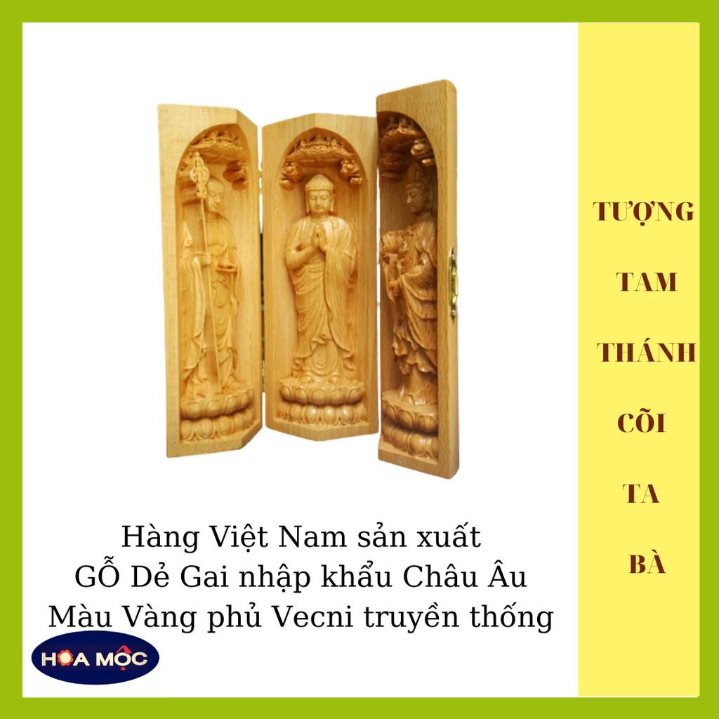 Tượng Gỗ Tam Thánh Ta Bà Phật Thích Ca - Bồ Tát Địa Tạng. Tượng Để Bàn Làm Việc, Quà Tặng