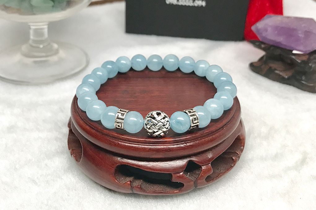 Vòng Đá Aquamarine Mix Charm Bạc Ngọc Quý Gemstones VPT042
