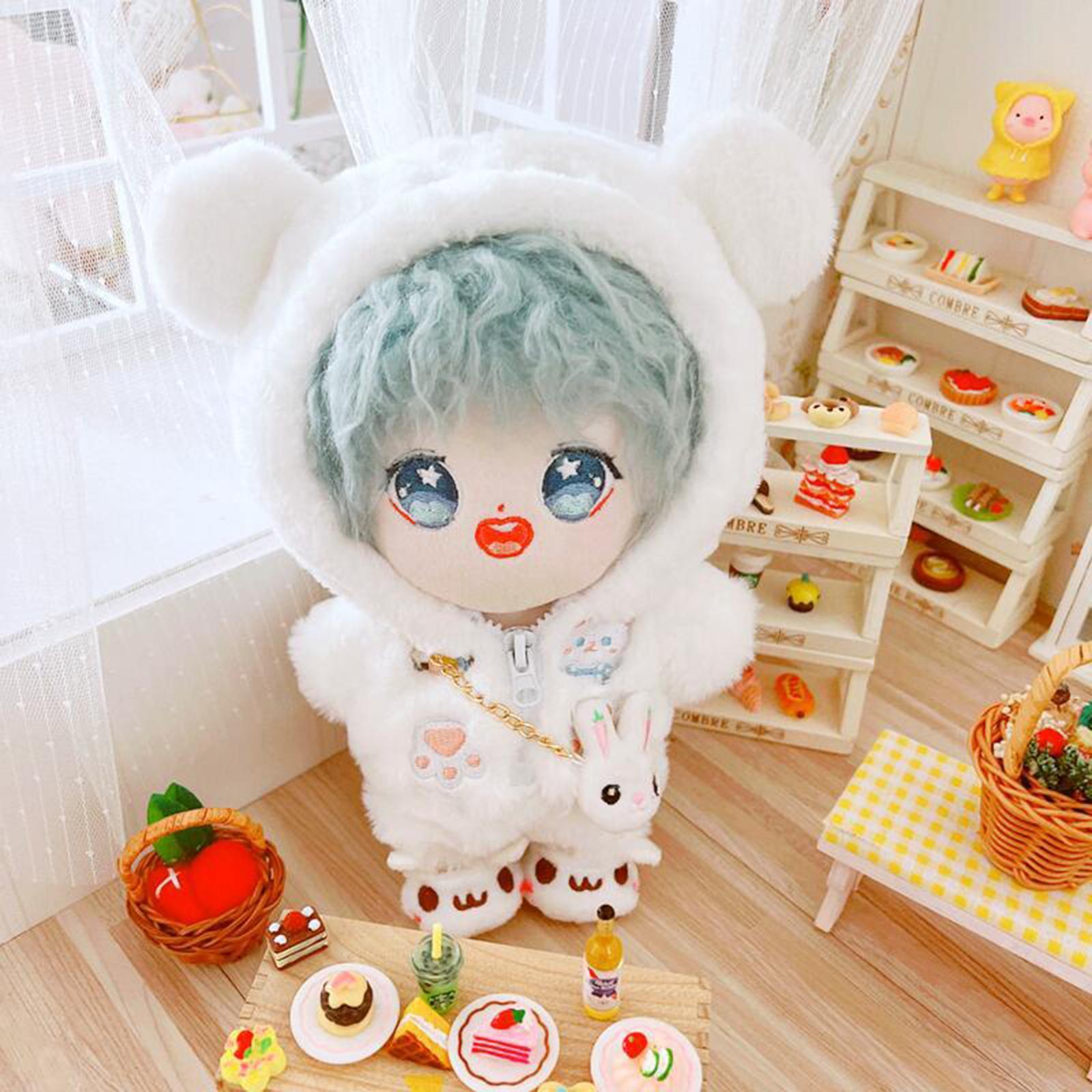 7.8 inch Doll Dress up Zipper Coat Pants Set Doll Changing Clothes, Fashion Doll Plush Clothes for Doll