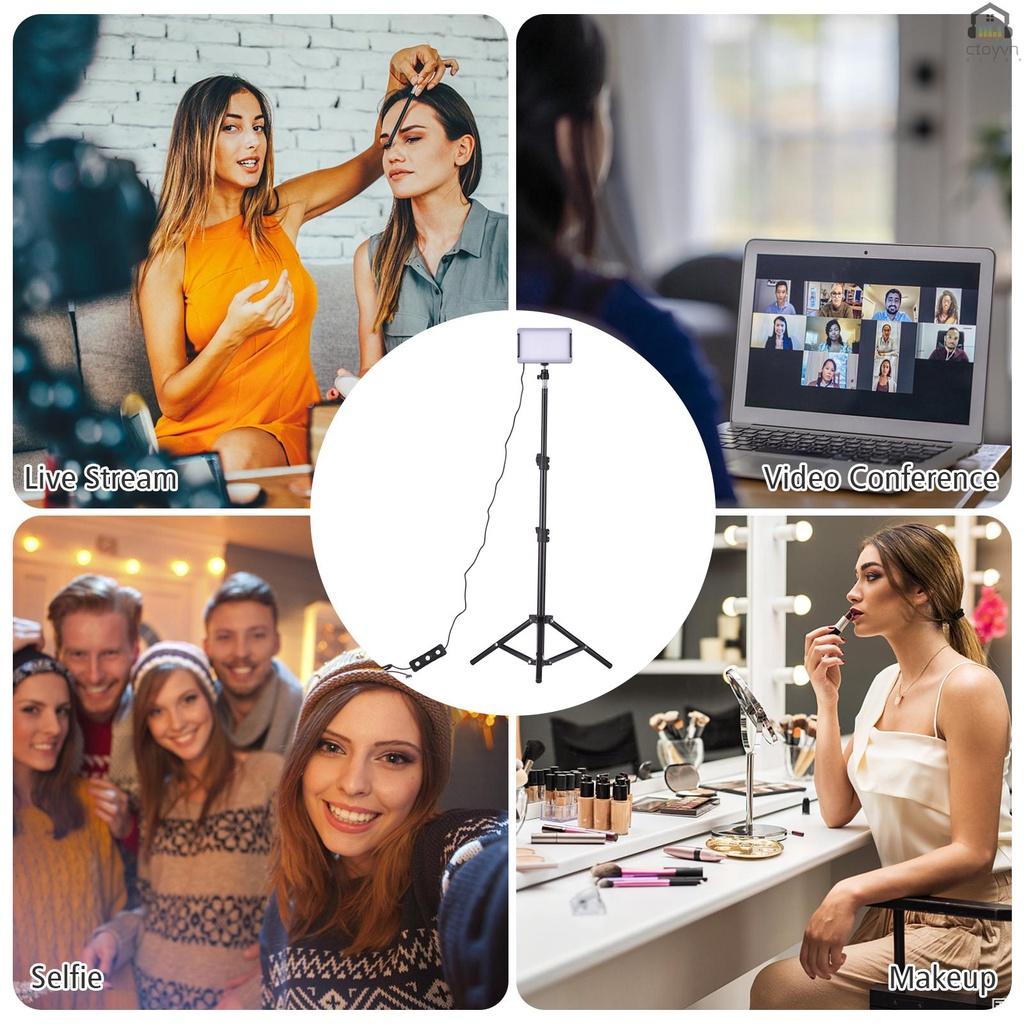 Set 2 đèn LED 5600K 4 màu sắc tùy chỉnh kèm giá đỡ ba chân hỗ trợ chụp ảnh/quay video/live stream