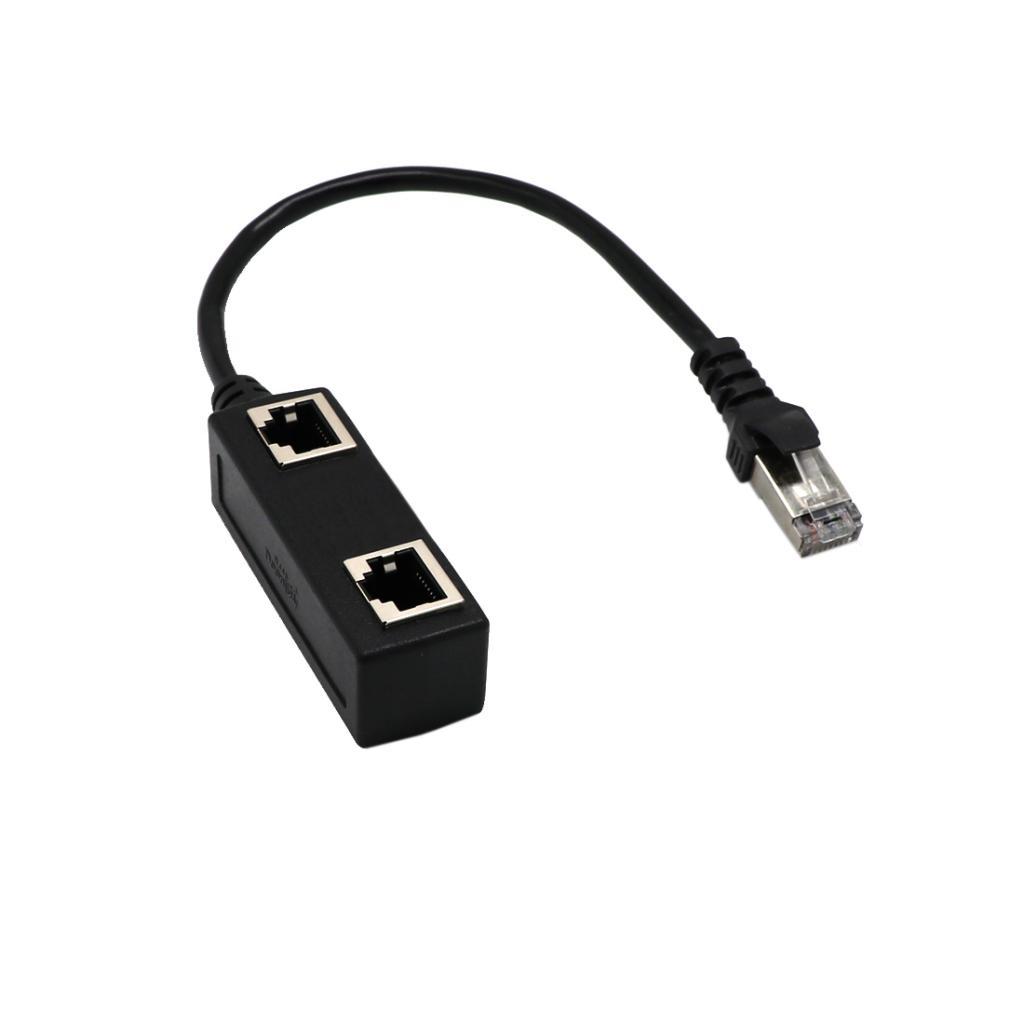 2pcs 1 To 2 LAN Ethernet Network RJ45 Plug Connector Splitter Adapter Cable