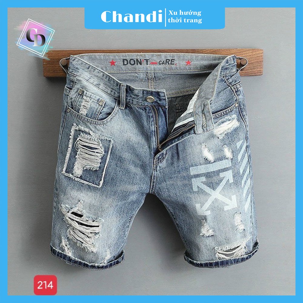 Quần Short Jean Nam co dãn kiểu dáng trẻ trung đơn giản Thương Hiệu Chandi, quần sọt mẫu mới xu hướng 2021 QSJN214