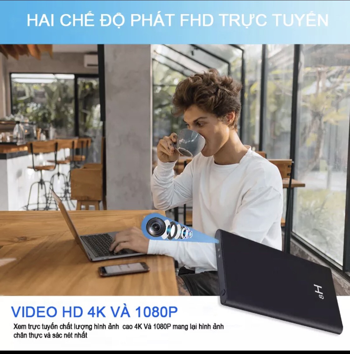 Camera Mini Sạc Dự Phòng, Camera Wifi Xem Xa, Camera Giám Sát Mini Chất Lượng 4K