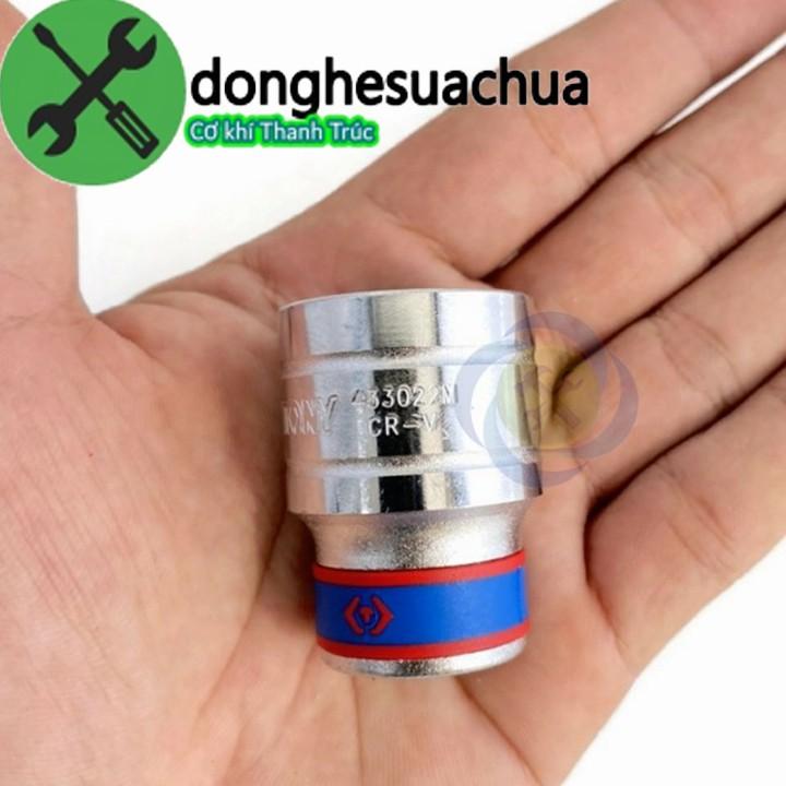 Tuýp 22mm 1/2 Kingtony 433022M 12 cạnh màu trắng dài 40mm