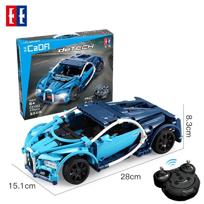 Đồ Chơi Lắp Ráp Kiểu LEGO CaDA C51053 Điều Khiển Từ Xa Mô Hình Siêu Xe Bugatti Blue Phantom Car Với 419 Chi Tiết