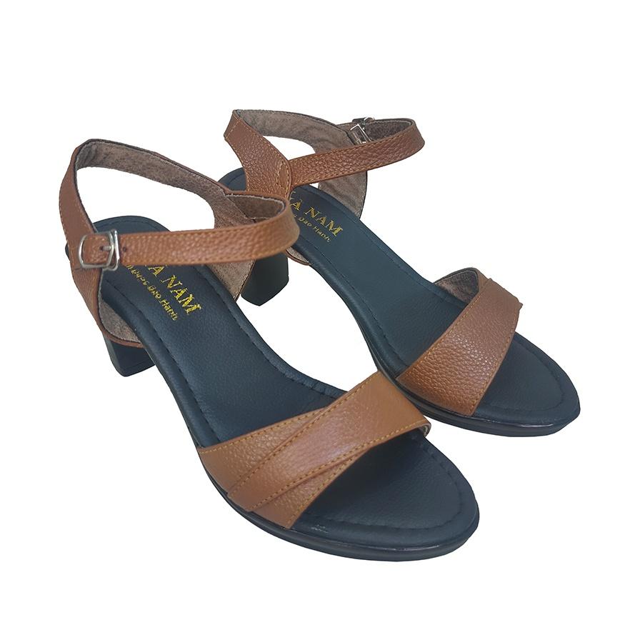 Giày Sandal Nữ Cao Gót TiTi ĐÔ Da Bò Thật Cao Cấp 7cm DNU2131a