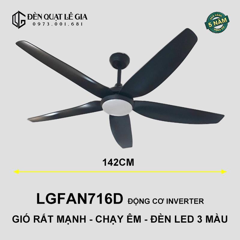 Quạt Trần Hiện Đại LGFAN716D - Đen | Quạt Trần Inverter