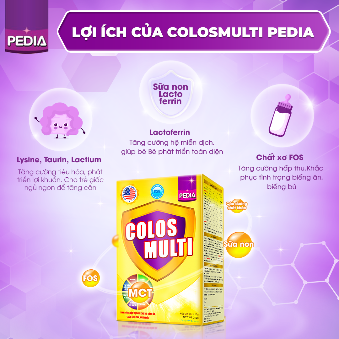 Hình ảnh Combo 2 hộp Sữa non Colosmulti Pedia hộp 22 gói x 16g chuyên biệt hỗ trợ giúp bé ăn ngoan