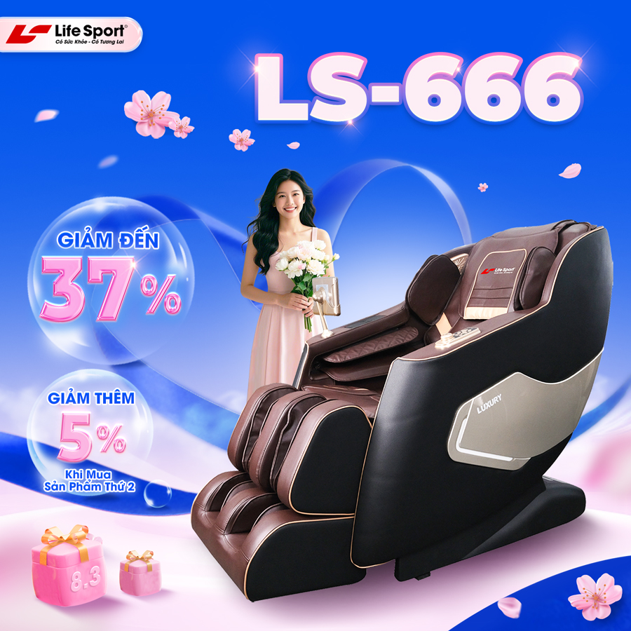 Ghế Massage Toàn Thân Lifesport LS-666, Ghế Massage Hiện Đại Với 20 Bài Massage Tự Động, Điều Khiển Bằng Giọng Nói