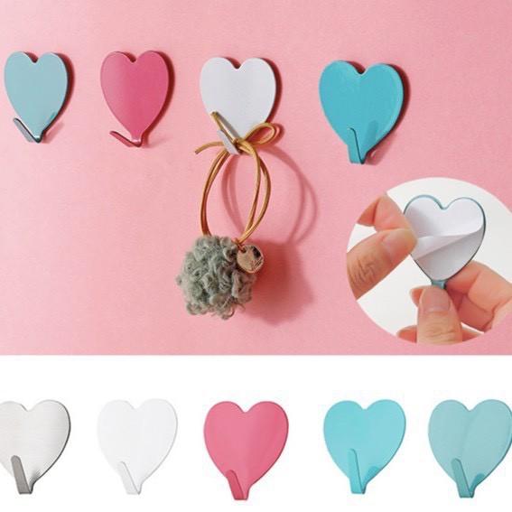 Móc Dán Tường Hình Trái Tim Nhiều Màu Dễ Thương, Móc Treo Đồ, Móc Dán Tường Treo Trang Trí Trong Nhà, Kingler 2117
