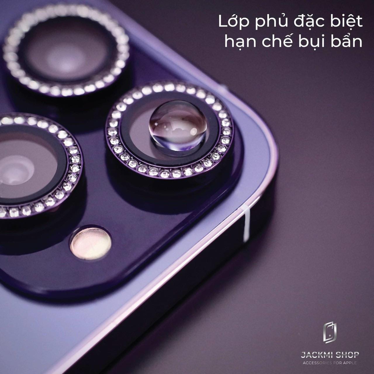 Bộ miếng dán kính cường lưc Kuzoom Camera Diamond đính đá cho iPhone 14 Pro/ 14 Pro Max - Hàng Nhập Khẩu