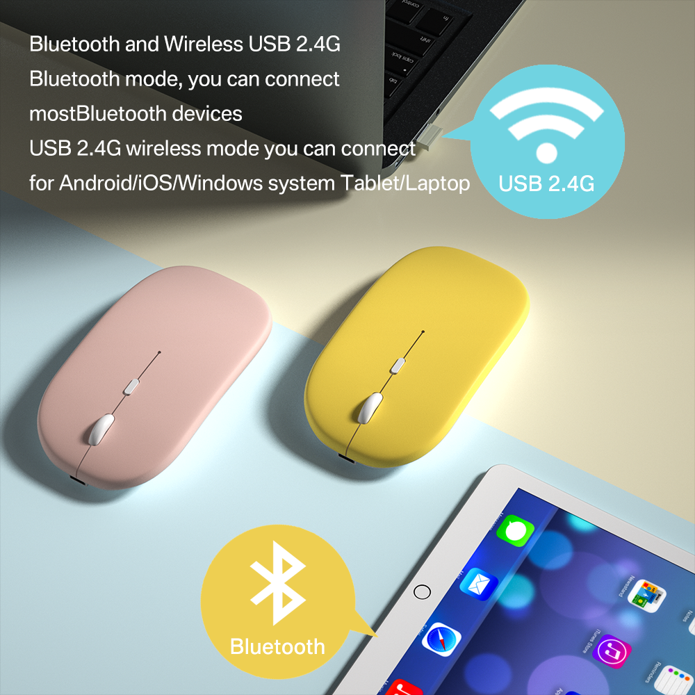 Chuột Không Dây Sạc Chuột Bluetooth Máy Tính Im Lặng Mause Ergonomic Cho Apple iPad Pro Macbook Samsung Laptop