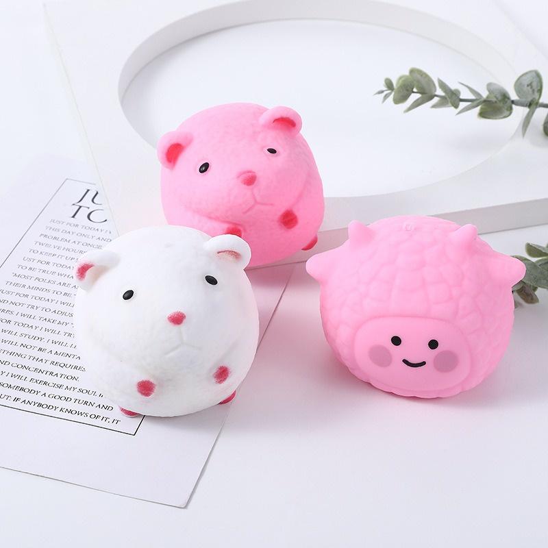 Squishy Mochi hình CHUỘT HAMSTER màu trắng màu hồng đồ chơi bóp tay mềm mịn dễ thương chân thực giảm stress co dãn đàn h