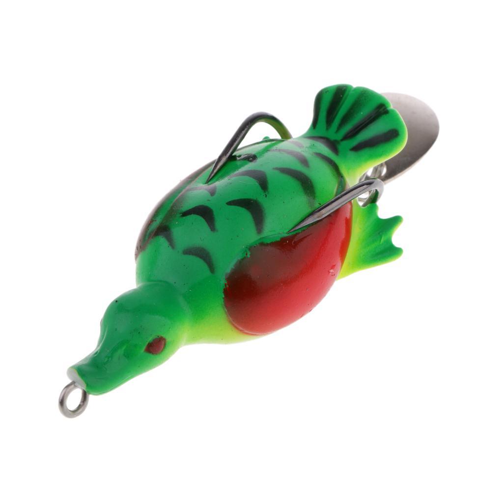 2pcs Plastic Fishing Lure Bait Life-like Duck Spoon Lures Hook Baits Tackle Green, Yellow