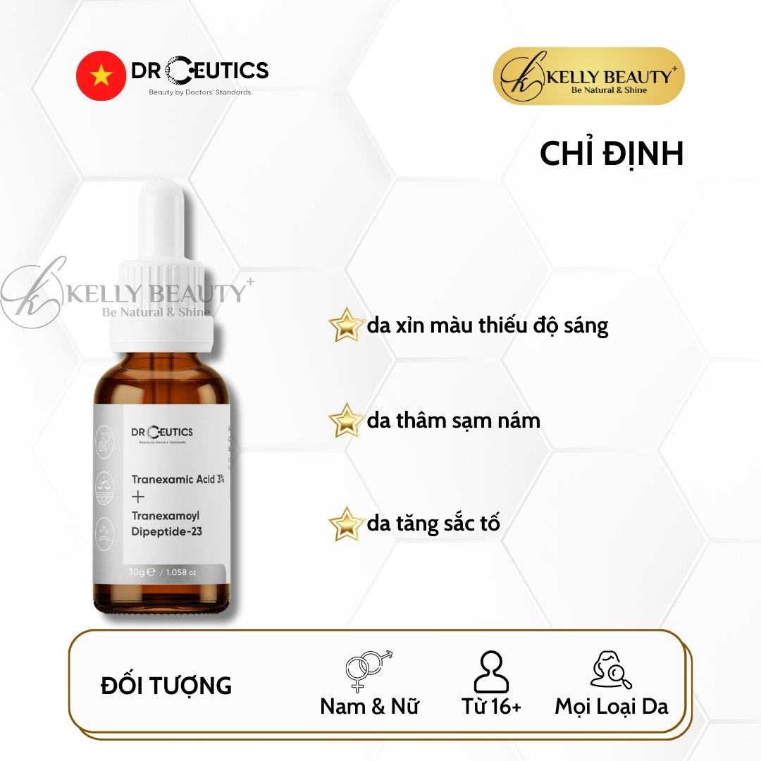 Serum TXA DrCeutics - Giảm Thâm Đỏ, Mờ Nám Sạm, Sáng Da - Tranexamic Acid 3% + Tranexamoyl Dipeptide-23 | Kelly Beauty