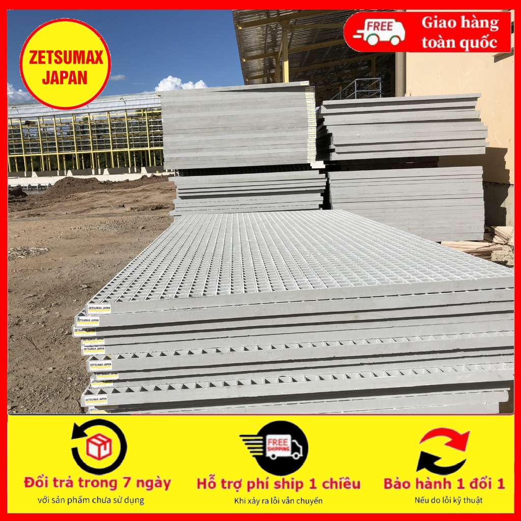 Tấm Sàn Frp Grating Kích Thước 1220 x 2440 x 25mm Thiết Kế An Toàn Khả Năng Ăn Mòn Giảm Chi Phí Bảo Trì