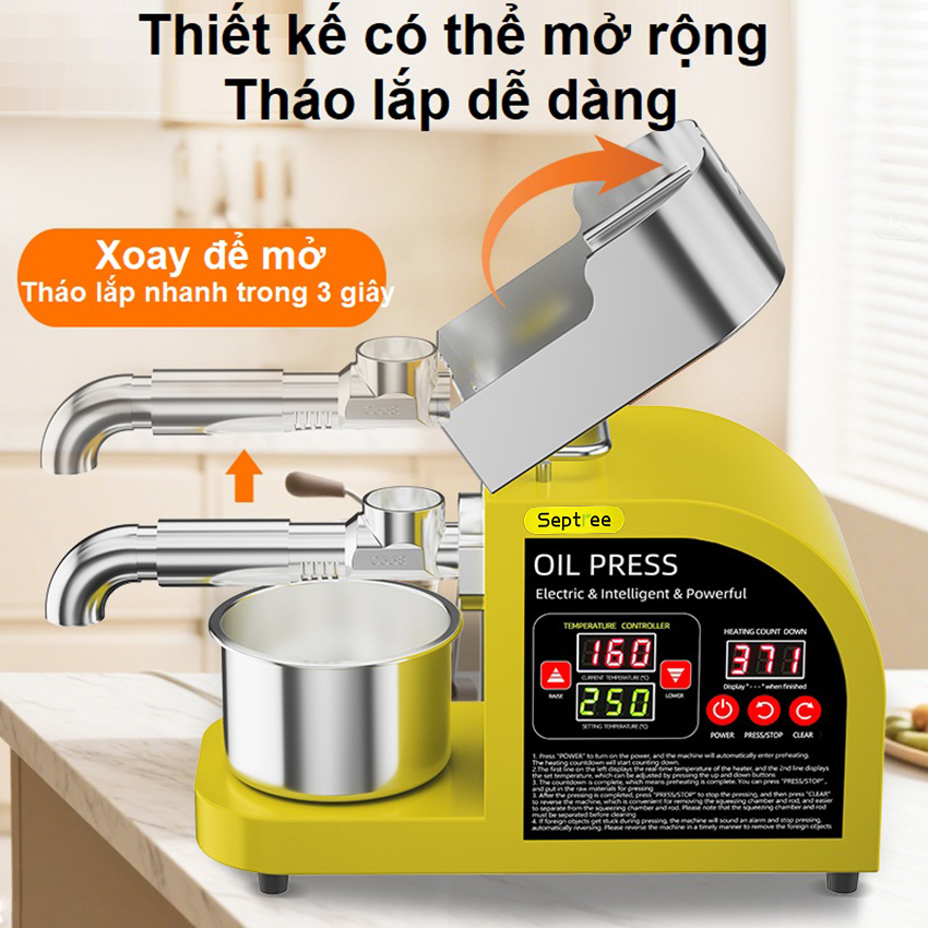Máy ép dầu ăn thực vật, dùng trong gia đình. Thương hiệu Mỹ cao cấp Septree - X6. Hàng chính hãng