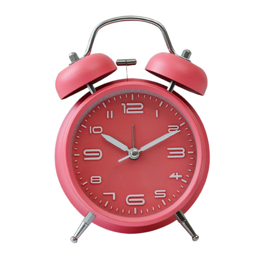 Classic Style Loud Double Bell Mechanical Alarm Clock for Kids Bedroom-Pink