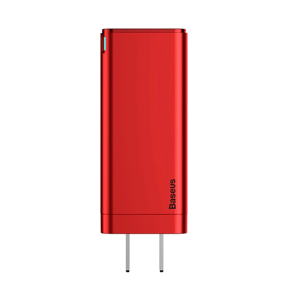 Củ Sạc Baseus GaN Mini Fast Charging Charger C+C+A 65W CN Standard Plug Red Charging Set - Hàng chính hãng