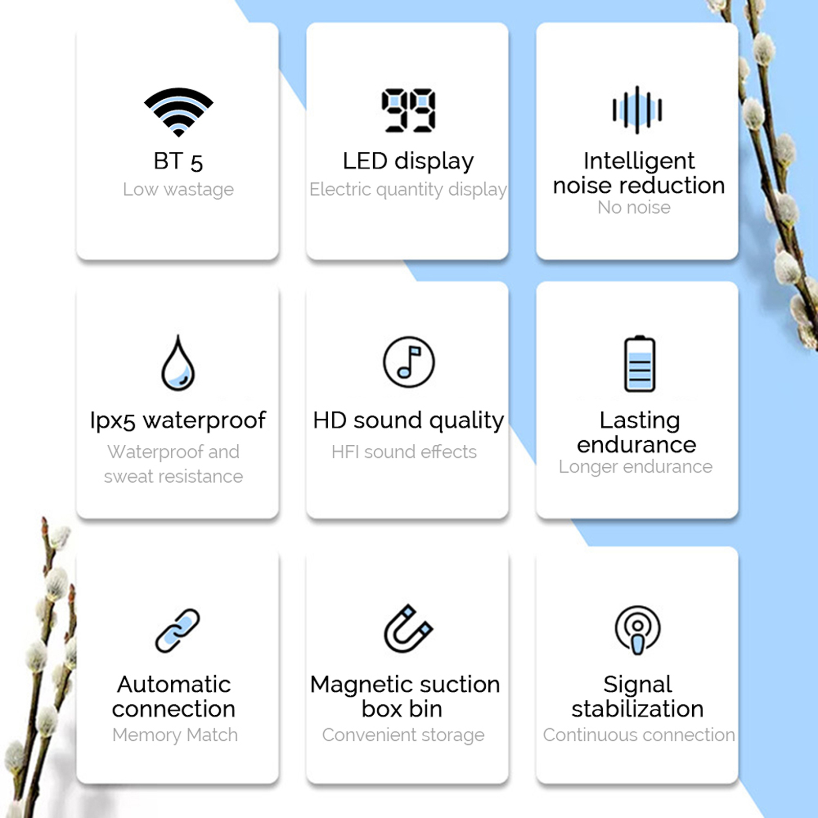 Tai Nghe Nhét Tai Không Dây TWS Bluetooth 5.0 với Mi tự động Pairing