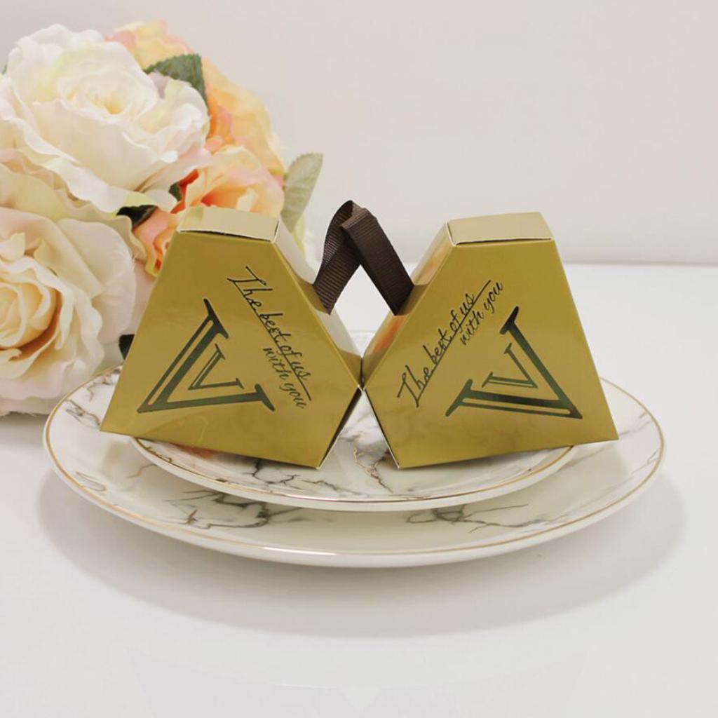 10 Pieces Diamond Candy Gift Box Wedding Favor Boxes with Ribbon
