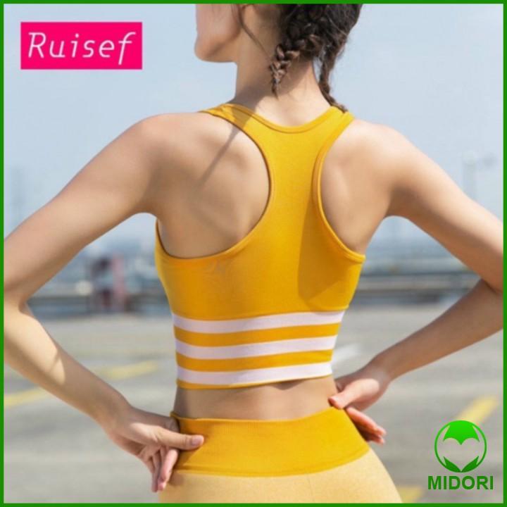 Áo bra tập gym kẻ viền freesize từ 45 - 58kg chất Polyester giúp thấm hút mồ hôi và thoát ẩm