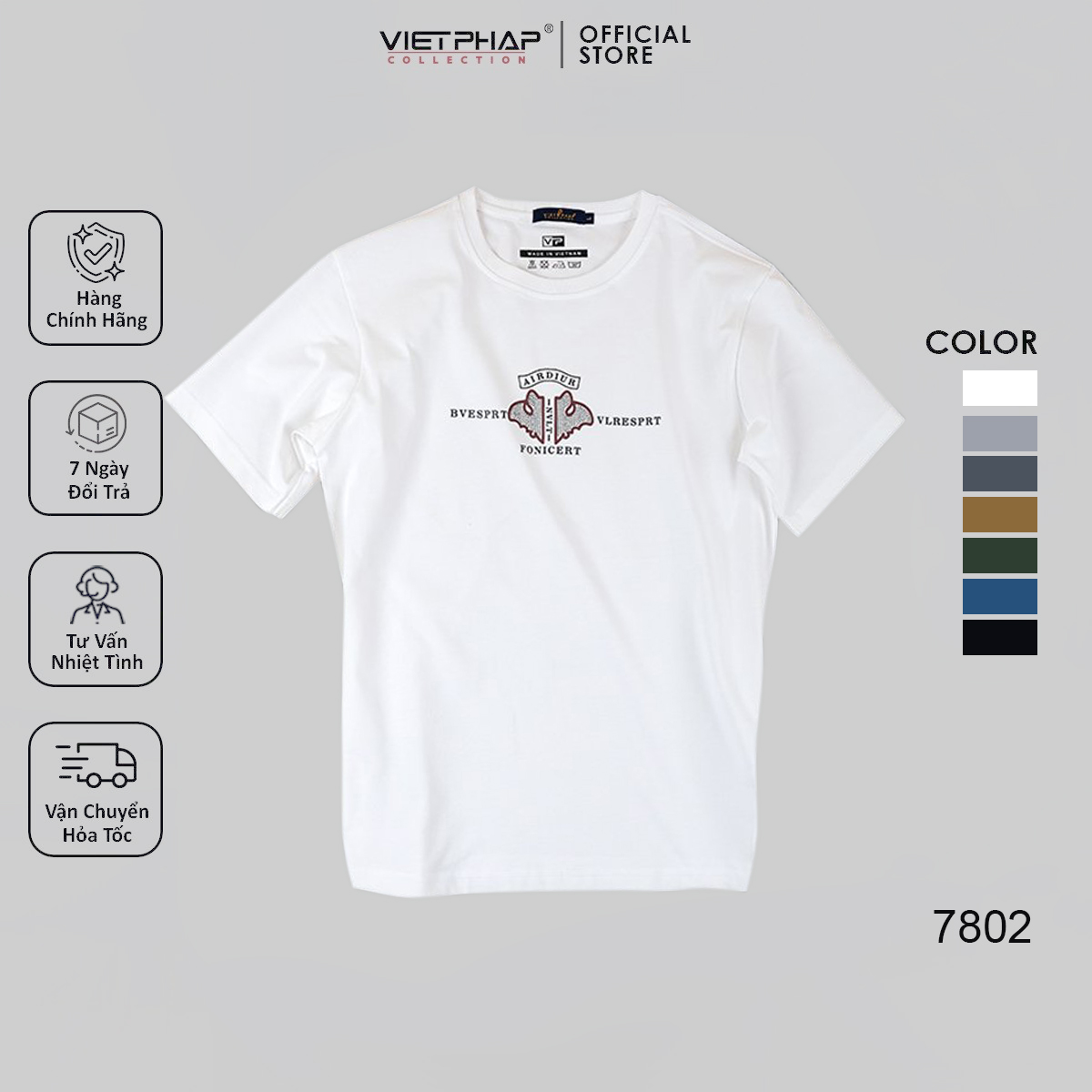 Áo Thun Nam VIỆT PHÁP Form Unisex Chất liệu Cotton co dãn thấm hút mồ hồi tốt  7802