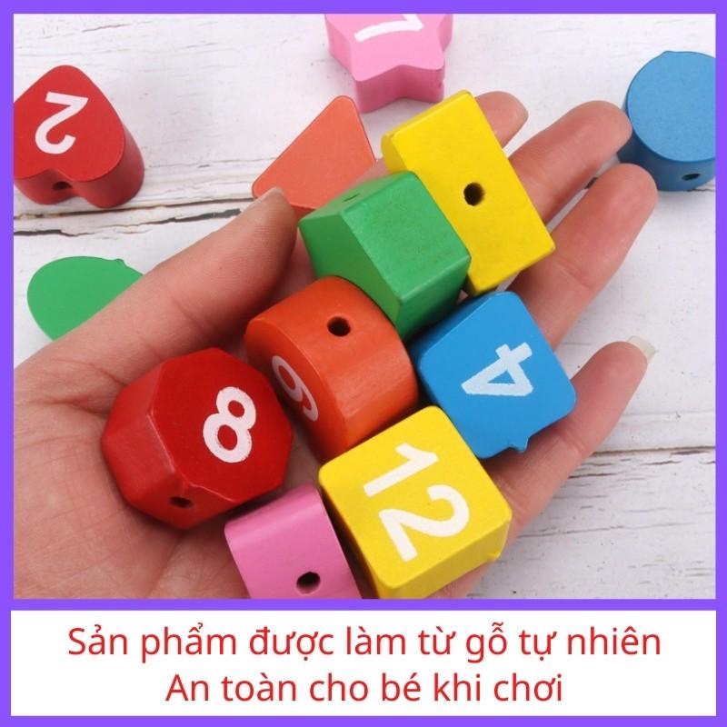 Đồ chơi gỗ đồng hồ xâu hạt thả hình phát triển kỹ năng cho bé