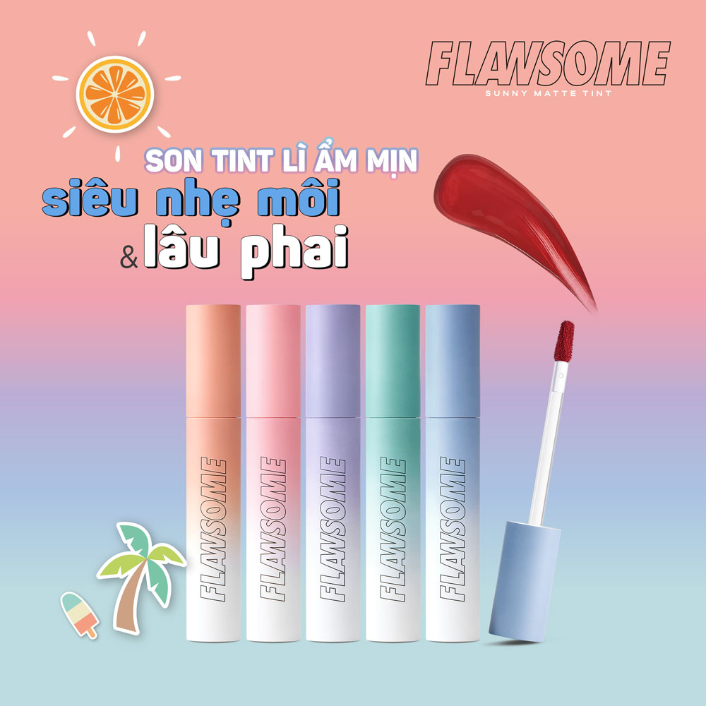 Son tint lì dạng thỏi Flawsome Sunny Matte Tint (3g) Đỏ Nâu