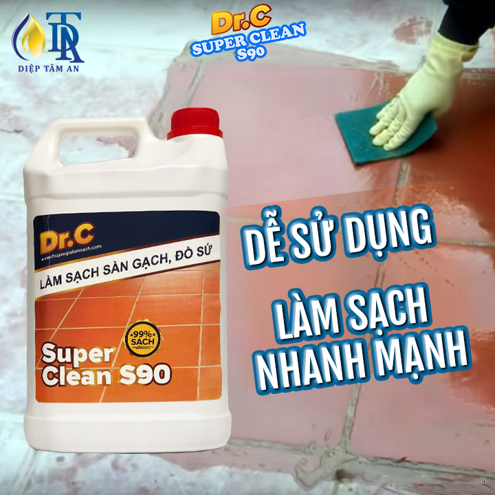 Tẩy Bồn Cầu Bị Ố Vàng,Tẩy Gạch Men,Tẩy Xi Măng,Nước Tẩy Nhà Vệ Sinh,Tẩy Rong Rêu Vôi Vữa Dr.C Super Clean S90 5 Lít
