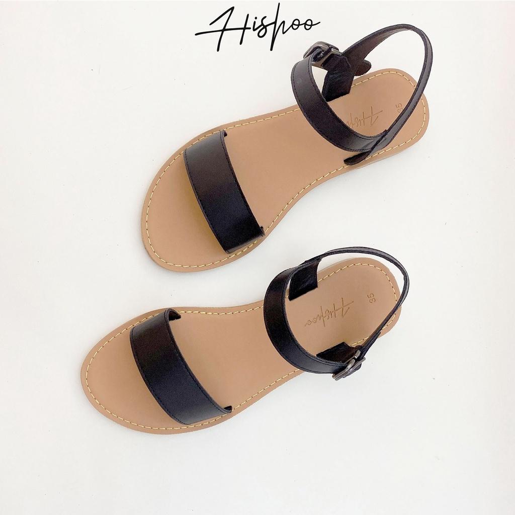 Sandal nữ đế bệt quai ngang chính hãng Hishoo có Bigsize S021